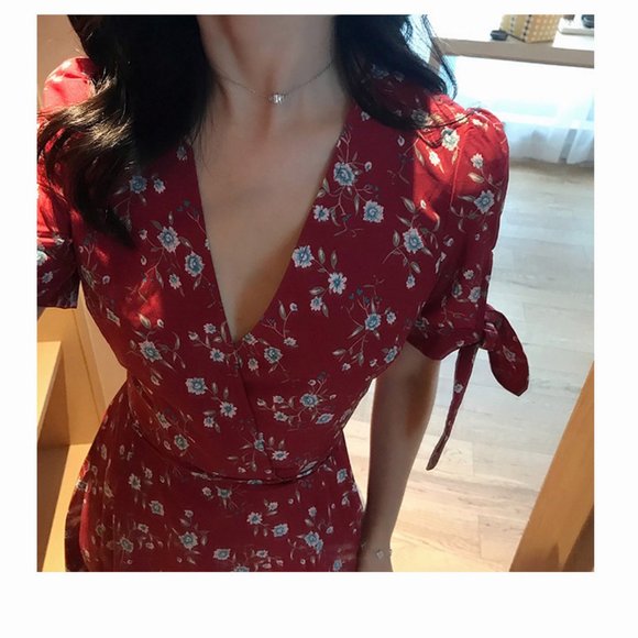 Sexy V Neckline belted floral Dress M L XL 2XL - Picture 8 of 8